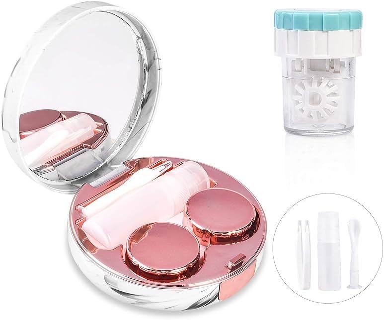 Lasiyanor Contact Lens Travel Kit with Cleaner Washer, Portable Contact Box with Mirror Tweezers Remover Tool Solution Bottle for Daily Outdoor - Product Image