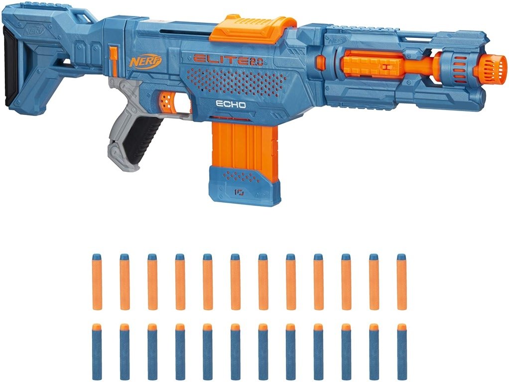 Nerf Elite 2.0 Echo CS-10 Blaster - 24 Official Darts, 10-Dart Clip, Removable Stock and Barrel Extension, 5 Tactical Rails - Product Image