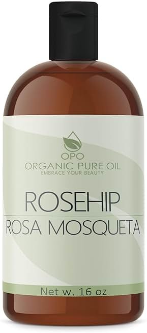 OPO Rosehip Oil - 16 oz - Pure, Unrefined, Cold Pressed, Non-GMO, Vegan Bulk Carrier Oil - Skin, Hair, Nails, Body, Face, Facial Hair - Nourish, Moisturize, Condition Sensitive, Mature, Brittle - Product Image