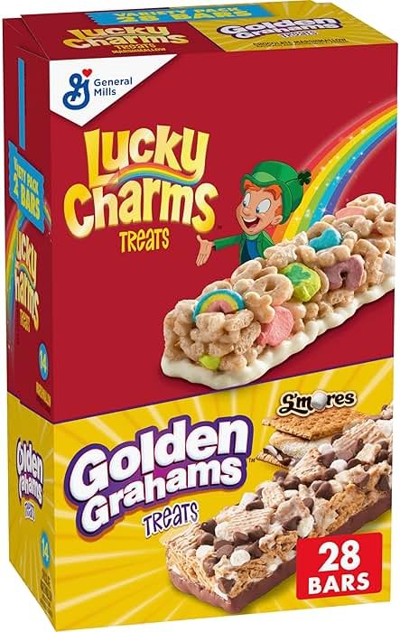 Lucky Charms and Golden Grahams S'mores Cereal Treat Bars, Snack Bars, Variety Pack, 28 Ct, 26.7 oz - Product Image