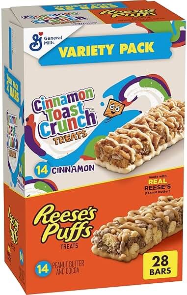 Cinnamon Toast Crunch and REESE'S PUFFS Cereal Treat Bars, Snack Bars, Value Pack, 28 Ct, 23.8 oz - Product Image
