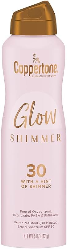 Coppertone Glow with Shimmer Sunscreen Spray SPF 30, Water Resistant Spray Sunscreen, Broad Spectrum SPF 30 Sunscreen Spray, 5 Oz Spray - Product Image