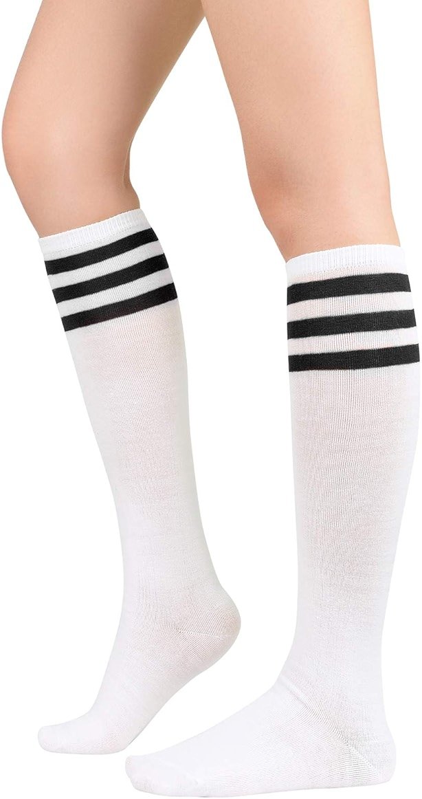 American Trends Womens Athletic Knee High Socks Outdoor Sport Thigh High Stockings Casual Stripes Tube Socks - Product Image