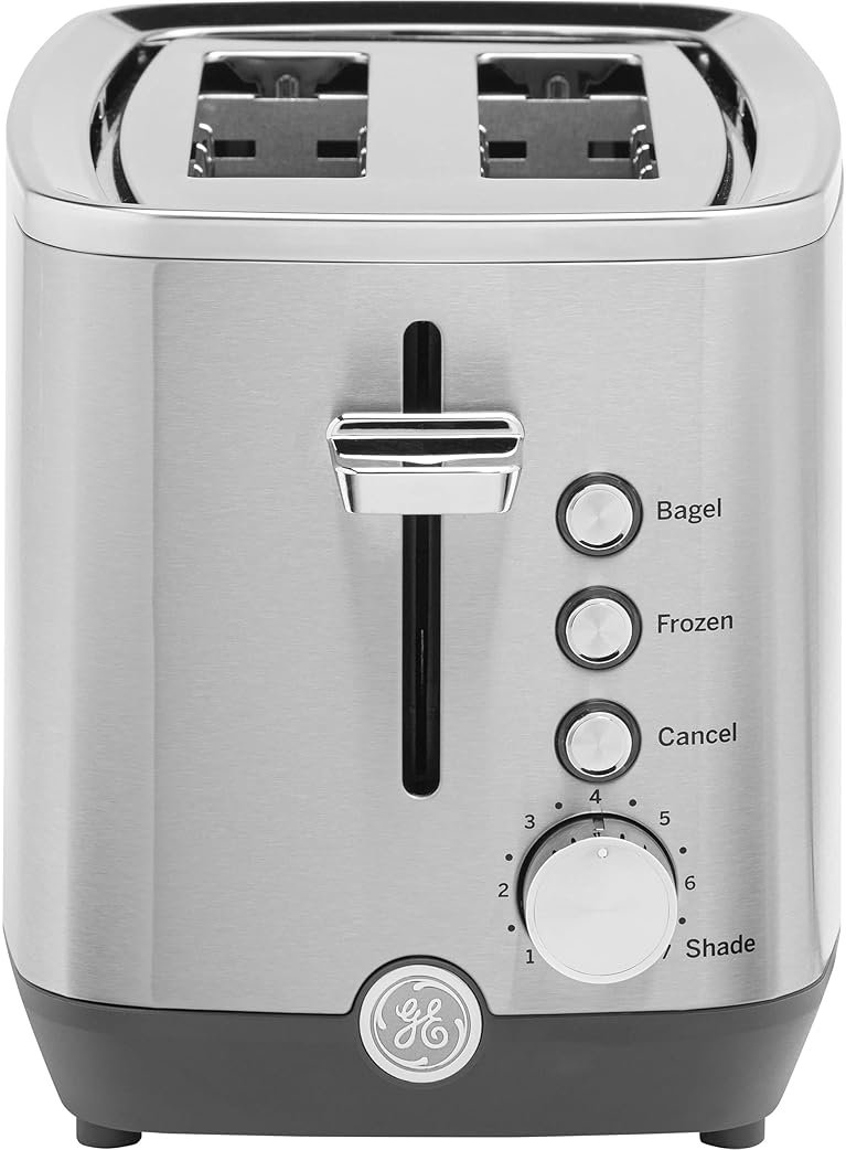 GE 2 Slice Stainless Steel Toaster, Extra Wide Slots for Toasting Bagels, Breads, Waffles & More, 7 Adjustable Shade Settings, Removable Crumb Tray, Countertop Kitchen Essentials, 850 Watts - Product Image