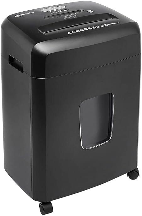 Amazon Basics 15-Sheet Cross Cut Paper Shredder for Home and Office, CD/Credit Card Shredder with 6 Gallon Wastebasket, Black - Product Image