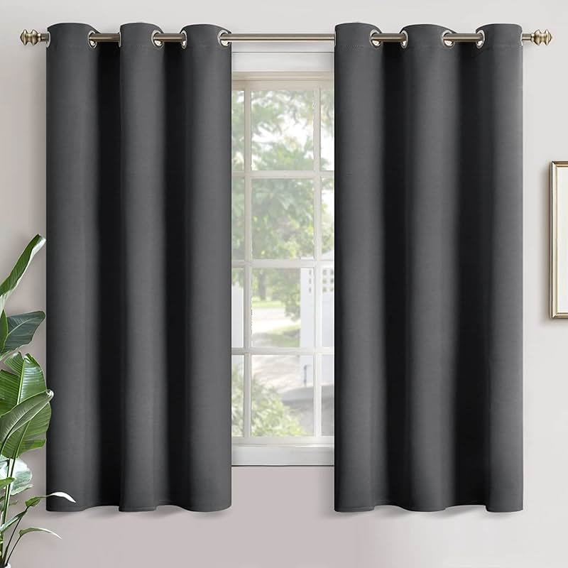 YoungsTex Blackout Curtains 63 Inches Long 2 Panels Set - Room Darkening Drapes with Grommet Thermal Insulated Privacy for Living Room Bedroom Window, 42 x 63 Inch, Dark Grey - Product Image