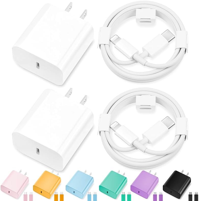 iPhone Charger Fast Charging,[MFi Certified] 2Pack 20W Type C Fast Charger Block with [10FT&6FT] USB C to Lightning Cable Compatible for iPhone 14/13/12/11 Pro Max/Xs Max/XR/X,iPad - Product Image
