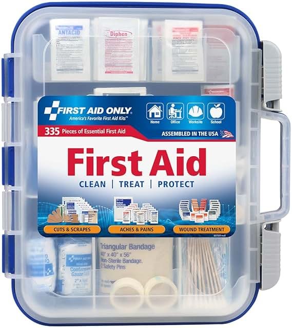 First Aid Only 91247 OSHA-Compliant First Aid Kit, All-Purpose 100-Person Emergency First Aid Kit for Business, Worksite, Home, and Car, 335 Pieces, Multicolored - Product Image