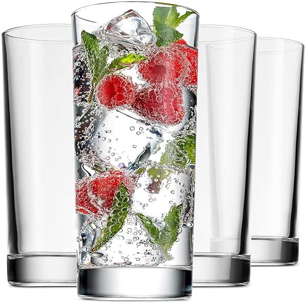 Godinger Highball Drinking Glasses, Italian Made Tall Glass Cups, Water Glasses Drinking Set, Cocktail Glasses - 14oz, Set of 4, Made In Italy - Product Image