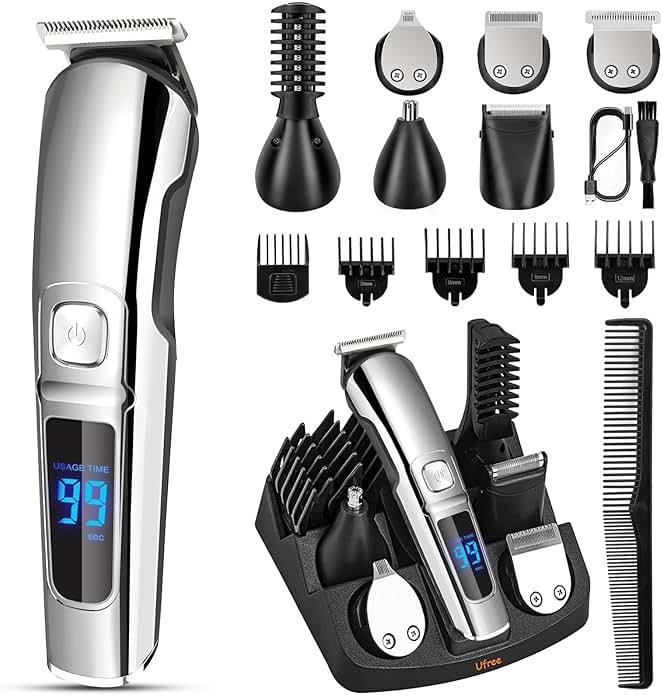 Ufree Beard Trimmer for Men, Waterproof Electric Razor for Nose, Body, Face & Mustache, Cordless Hair Clippers Shavers Grooming Kit, Gifts for Men Husband Father - Product Image