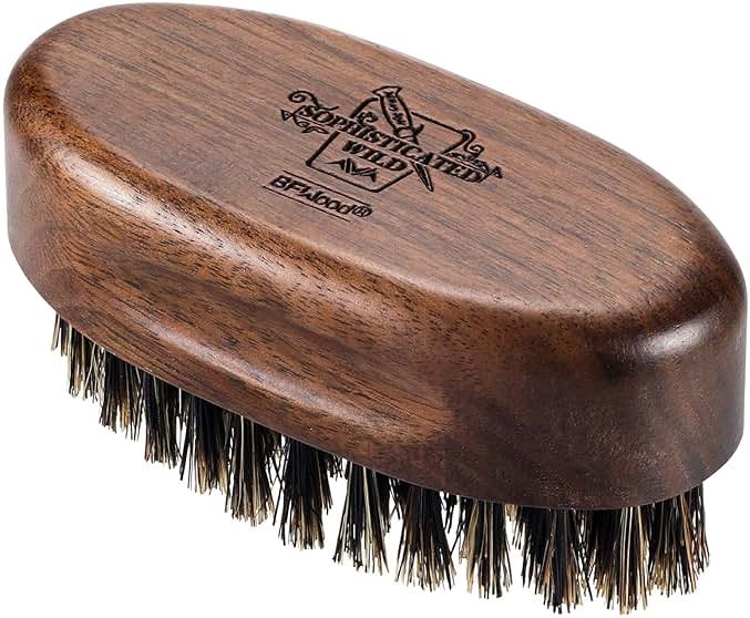 BFWood Small Travel Beard Brush - Natural Boar Bristles with Black Walnut Wood - Product Image