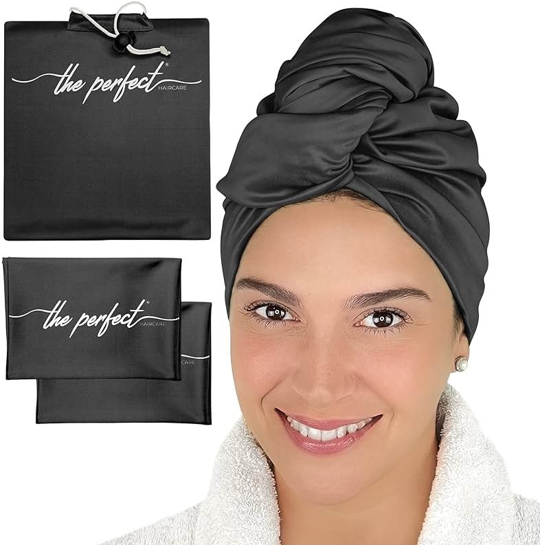 THE PERFECT HAIRCARE Microfiber Hair Plopping Towel Set – Super Absorbent Anti-Frizz Hair Drying Wrap + 2 Curl Scrunching Towels – Fast Drying, Lightweight Wrap for Women, Girls & All Hair Types - Product Image