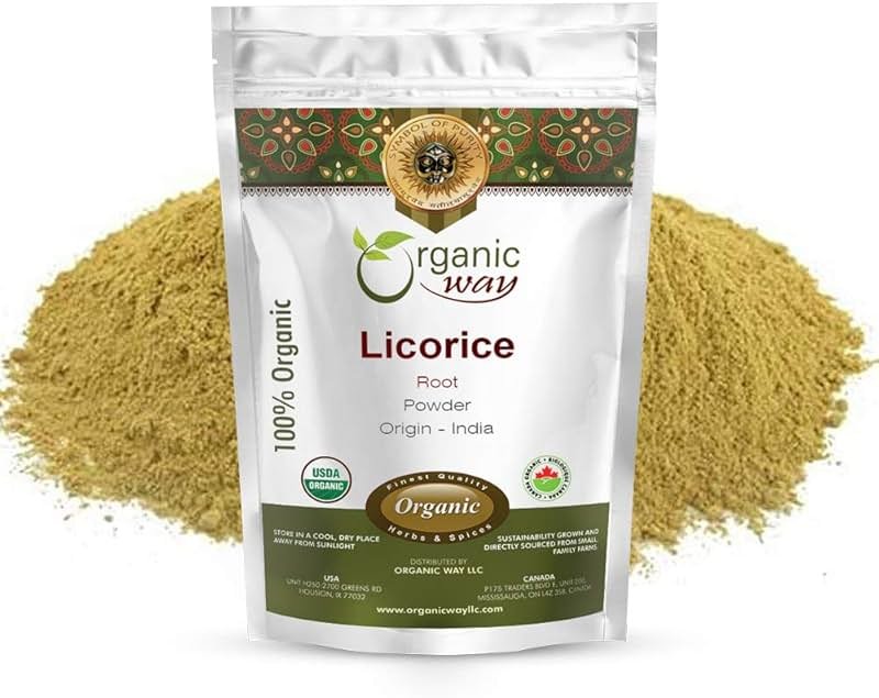 Organic Way Licorice Root Powder (Glycyrrhiza Glabra) - Herbal Tea | Kosher & USDA Certified | Vegan, Non-GMO & Gluten Free | Tested for Heavy Metal and Purity | 100% Raw from India | 1LB / 16Oz - Product Image
