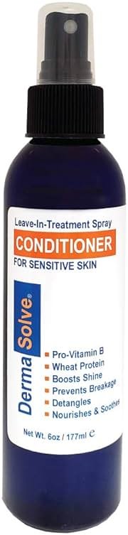 Dermasolve Psoriasis Leave-In-Treatment and Styling Spray Conditioner for Seborrheic Dermatitis, Sensitive Skin, Detangle, De-Flake, Soothing Anti Dandruff, Dry Scalp Repair for Damaged Hair - Product Image