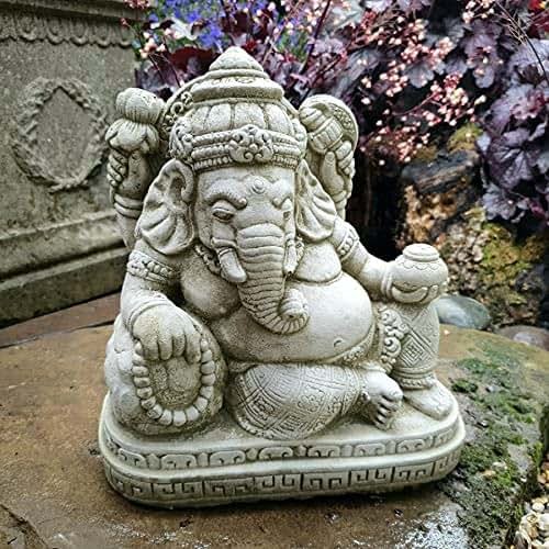 Reconstituted Stone Reclining Ganesh Statue | Vintage Oriental Garden Ornament - Product Image