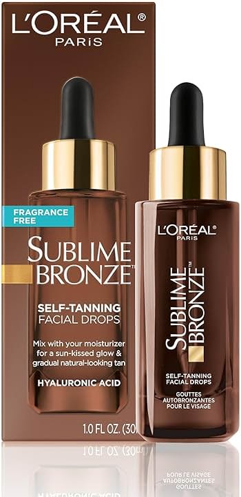 L'Oreal Paris Sublime Bronze Self Tanning Facial Drops with Hyaluronic Acid, Gradual Tan, Fragrance-Free, 1 fl. Oz - Product Image