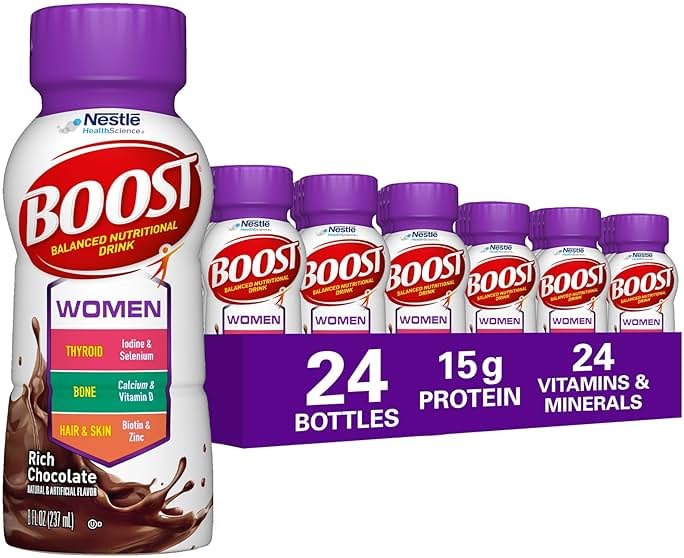 BOOST Women Balanced Nutritional Drink, Rich Chocolate, 8 fl oz (Pack of 24) - Product Image