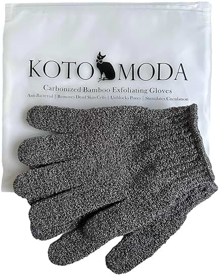 Kotomoda Sphynx Cat Bath Glove, Carbonized Bamboo Charcoal Exfoliating Mitt for Hairless Cats, Gentle Pet Grooming Bath Scrub for Peterbald and Donskoy (1 Pair) - Product Image