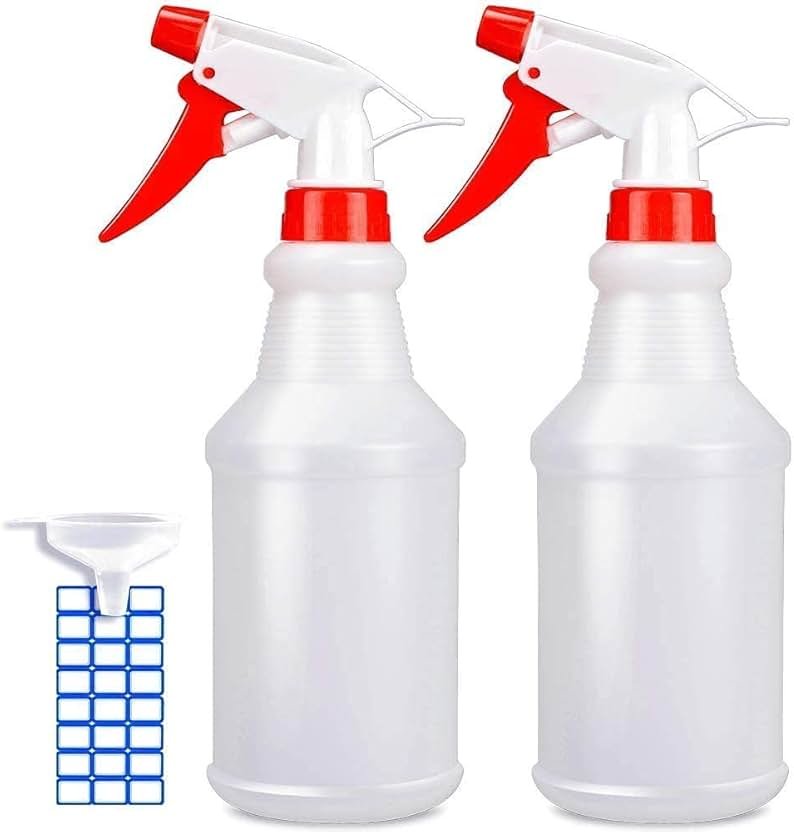 JohnBee Empty Spray Bottles (16oz/2Pack) - Adjustable Spray Bottles for Cleaning Solutions - No Leak and Clog - HDPE spray bottle For Plants, Pet, Vinegar, BBQ, and Rubbing Alcohol - Product Image