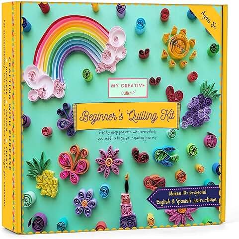 MY CREATIVE CAMP Beginner's Quilling Kit for Kids and Adults, DIY Craft Kit for Kids and Adults, Paper Quilling Kit for Beginners with Tools, Instructions & Storage Box, Makes 10+ Fun Projects - Product Image