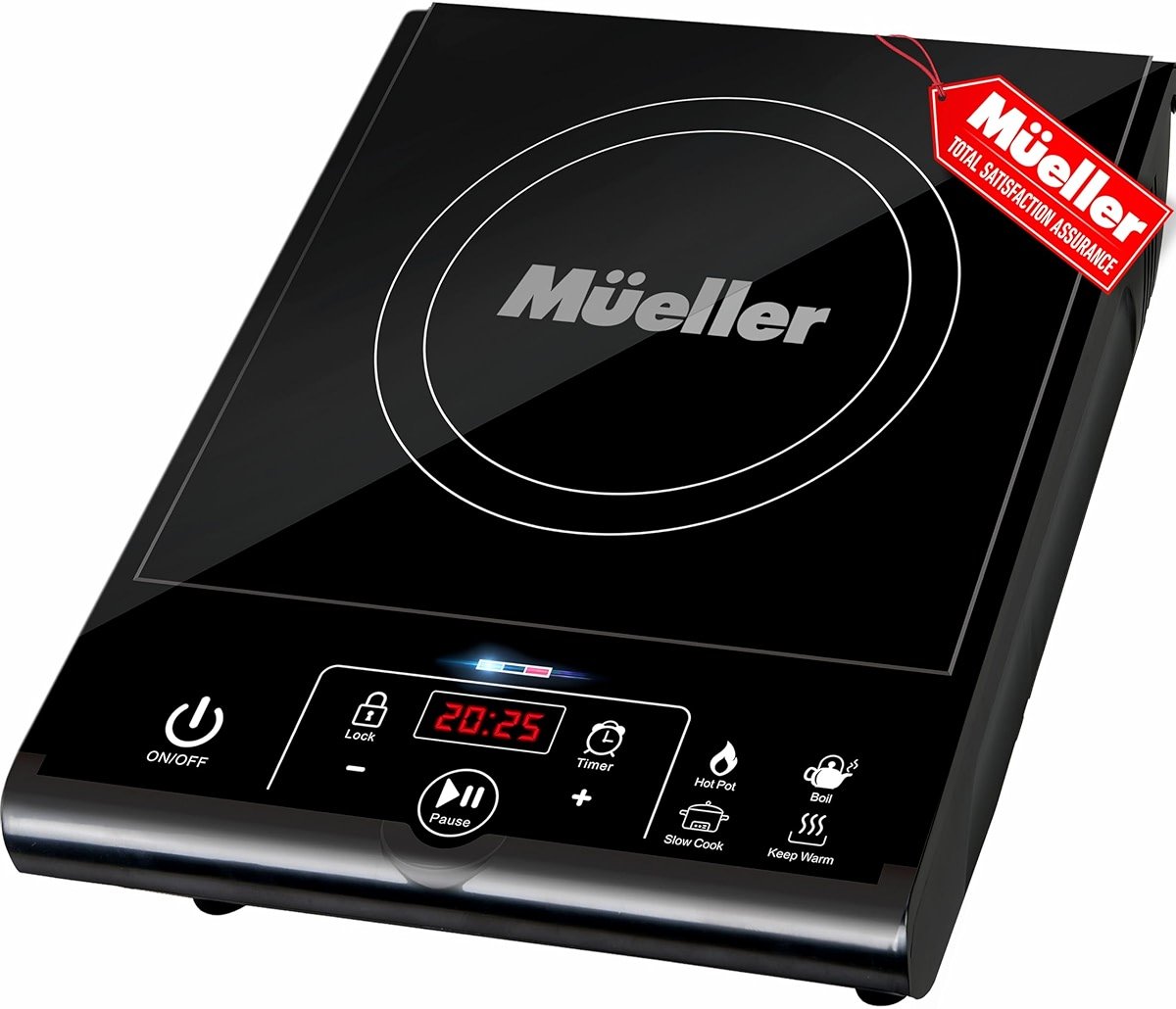 Mueller RapidTherm Portable Induction Cooktop,1800W Single Burner Hot Plate with 8 Power Levels, 8 Temperature Settings, 4 Presets, 4-Hour Timer, Auto Shut-Off & Child Lock for RV, Dorm, Small Kitchen - Product Image