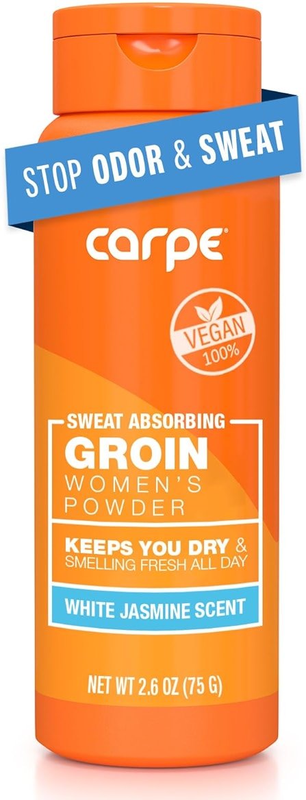 Carpe Sweat Absorbing Talc-Free Body Powder for Women, Anti-Chafing and Safe for Feminine Areas, White Jasmine Scent - Product Image