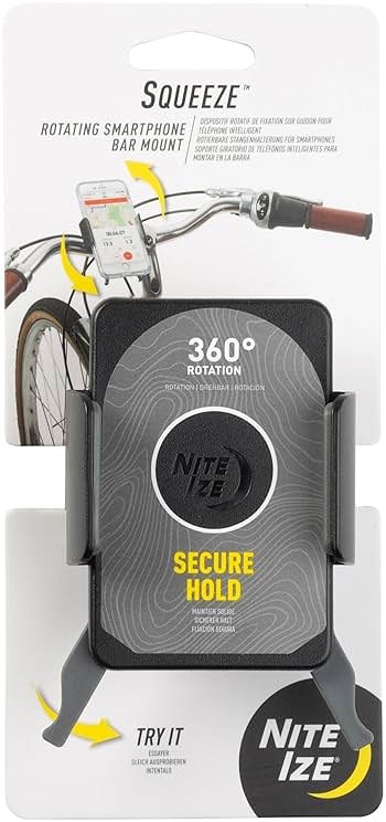 Nite Ize Squeeze Rotating Smartphone Bar Mount, Universal Bike Phone Holder For Bar or Stem, Compatible With MagSafe iPhone 12 Pro Max/Mini/Galaxy/Edge/Google Pixel and more - Product Image
