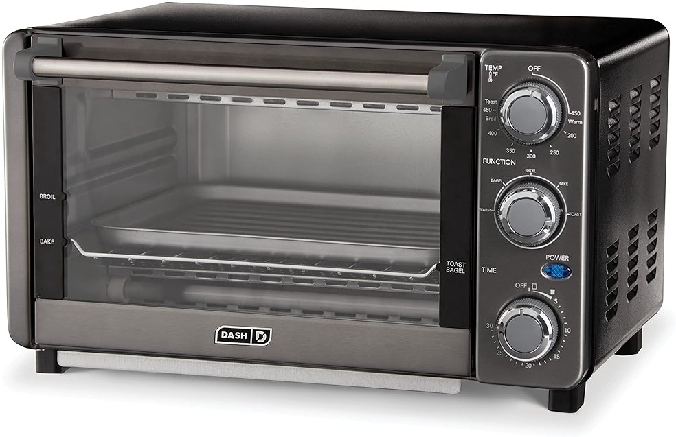 Dash Express Toaster Oven - Space-Saving Countertop Design - Versatile Use with adjustable temperature dial & Quick Heat-Up System - Dishwasher Safe Accessories - Bake, Broil & Toast - Black - Product Image