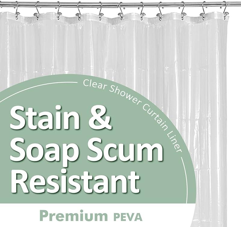 Barossa Design Plastic Shower Liner Clear - Premium PEVA Shower Curtain Liner with Rustproof Grommets and 3 Magnets, Waterproof Cute Lightweight Standard Size Bathroom Curtains - Clear - Product Image
