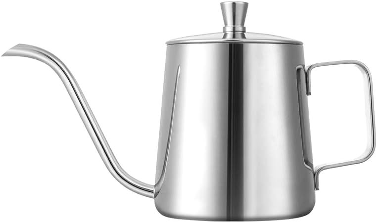 GWHOLE Small Pour Over Gooseneck Coffee Kettle 12oz/350ml Long Narrow Drip Spout Coffee Tea Pot for Stove Top - Silver - Product Image