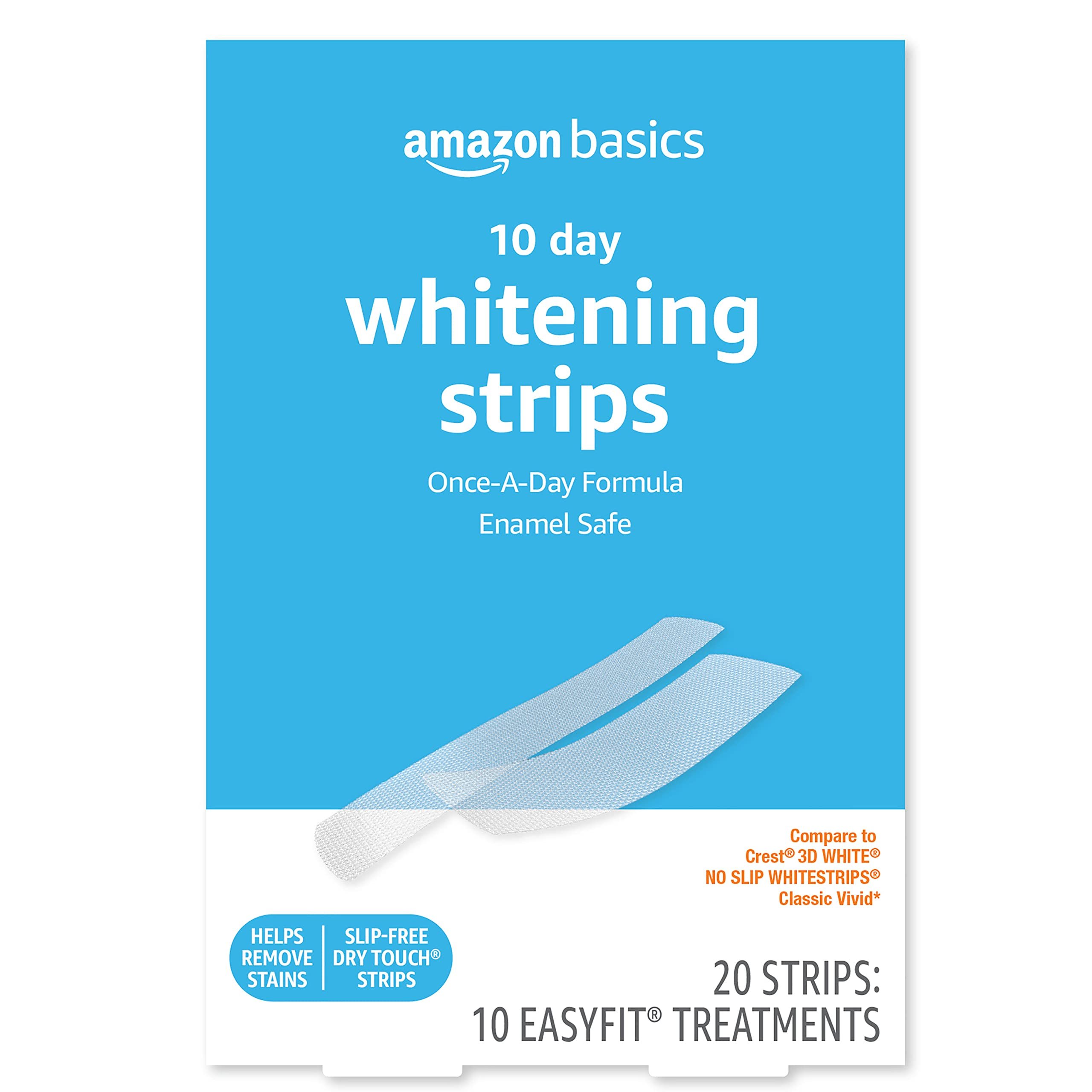 Amazon Basics 10 Day Teeth Whitening Strips Kit, 10 Treatments, 1-Pack, Packaging May Vary - Product Image