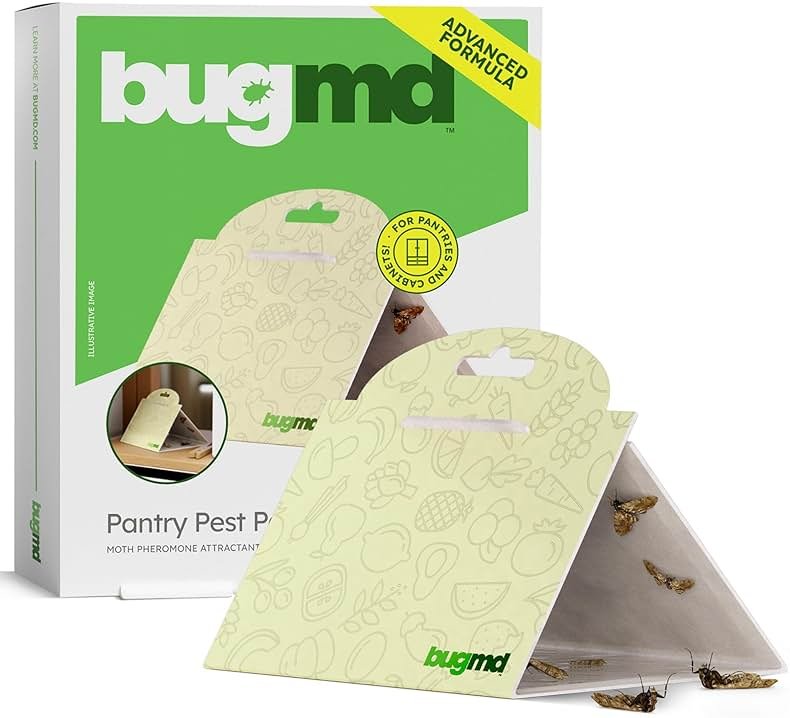 BugMD Pantry Moth Traps (6-Pack) – Pheromone-Based Sticky Glue Traps, Non-Toxic, Kills Indian Meal Moths – Kitchen & Food-Storage Safe - Original - Product Image