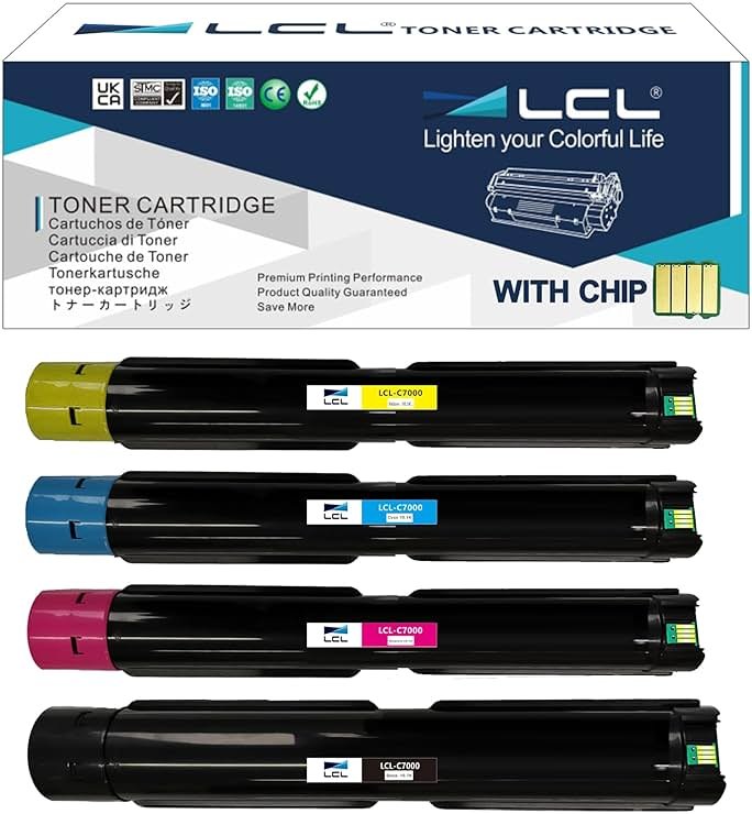 LCL Compatible VersaLink C7000 Toner Cartridges High Capacity Replacement for Xerox 106R03757 106R03758 106R03759 106R03760 Toner for Xerox Versalink C7000 C7000DN Printer (Black Cyan Magenta Yellow) - Product Image