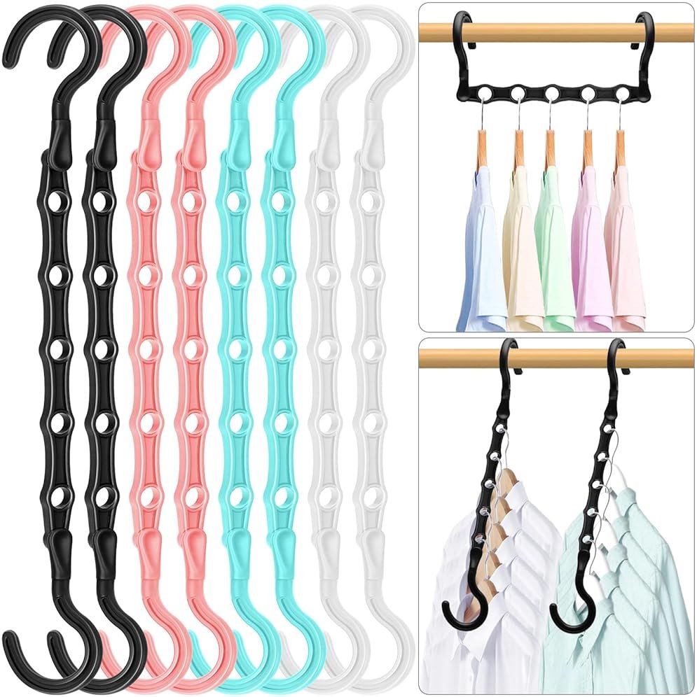 Closet Organizers and Storage, Magic Space Saving Hanger for 40 Heavy Clothes, Smart 360° Swivel Hook Cascading Hangers, Closet Organization Clothes Hangers, College Dorm Room Essentials for Girls - Product Image