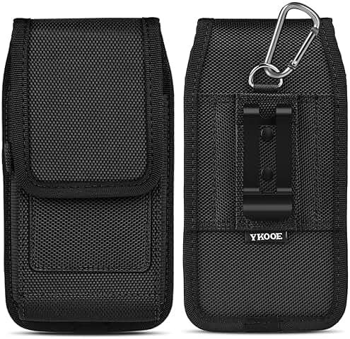 ykooe Cell Phone Holster Compatible with iPhone 16/15/14/13/12 Pro Max & Plus,17 Air Models - Belt Clip and Card Holder, Black, XL - Product Image