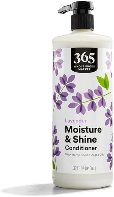 365 by Whole Foods Market, Moisture & Shine Conditioner with Hemp Seed & Argan Oil, Lavender Scent, 32 Fl Oz - Product Image