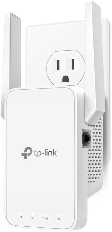TP-Link AC1200 WiFi Extender, 2025 Wirecutter Best WiFi Extender, 1.2Gbps Home Signal Booster, Dual Band 5GHz/2.4GHz, Up to 1600 Sq.ft and 32 Devices, EasyMesh Compatible, One Ethernet Port (RE315) - Product Image
