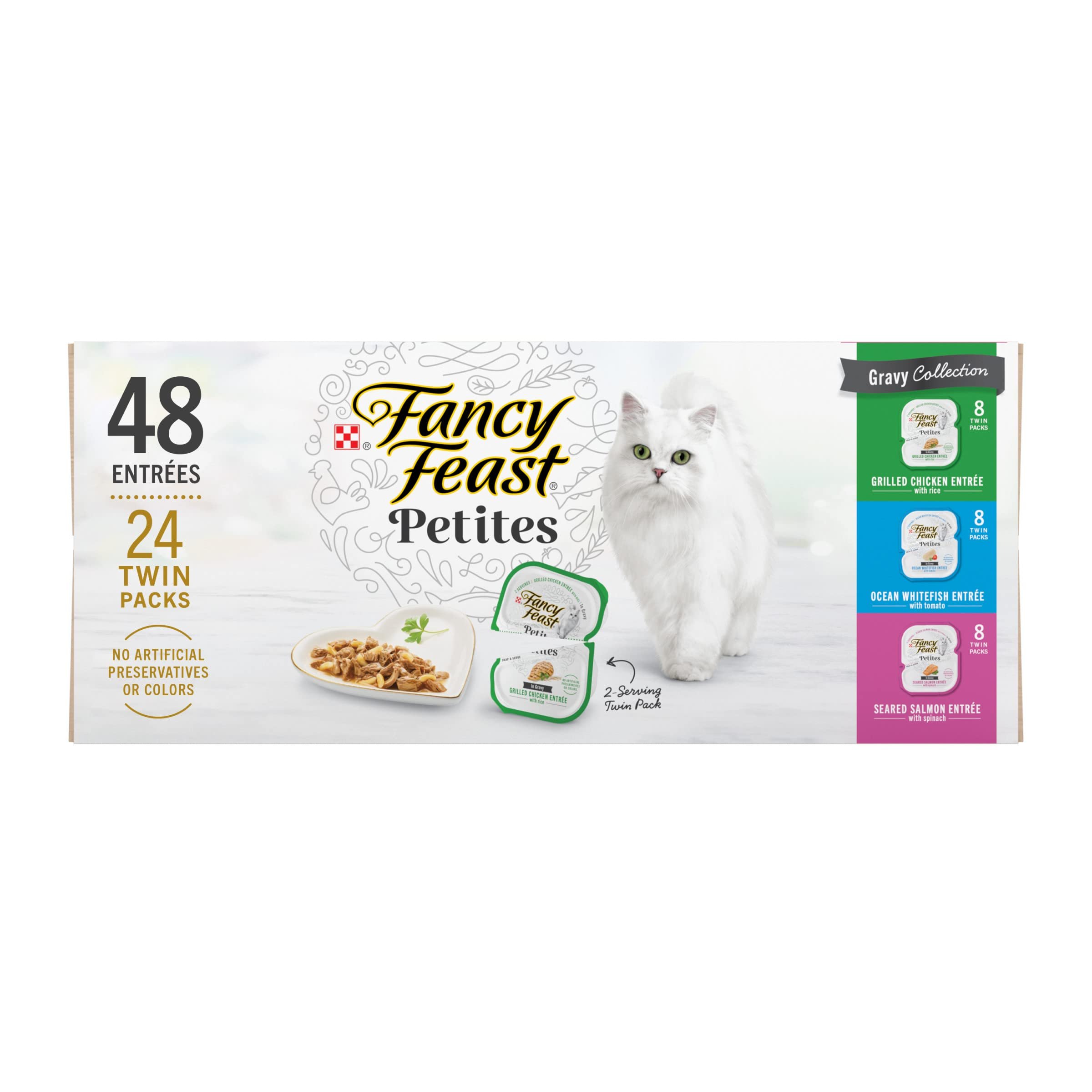 Purina Fancy Feast Gourmet Wet Cat Food Variety Pack, Petites Gravy Collection, break-apart tubs, 48 servings - (Pack of 24) 2.8 oz. Tubs - Product Image