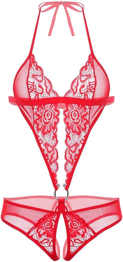 Avidlove Women Deep V Lingerie Lace Teddy One Piece Babydoll Mini Bodysuit - Product Image