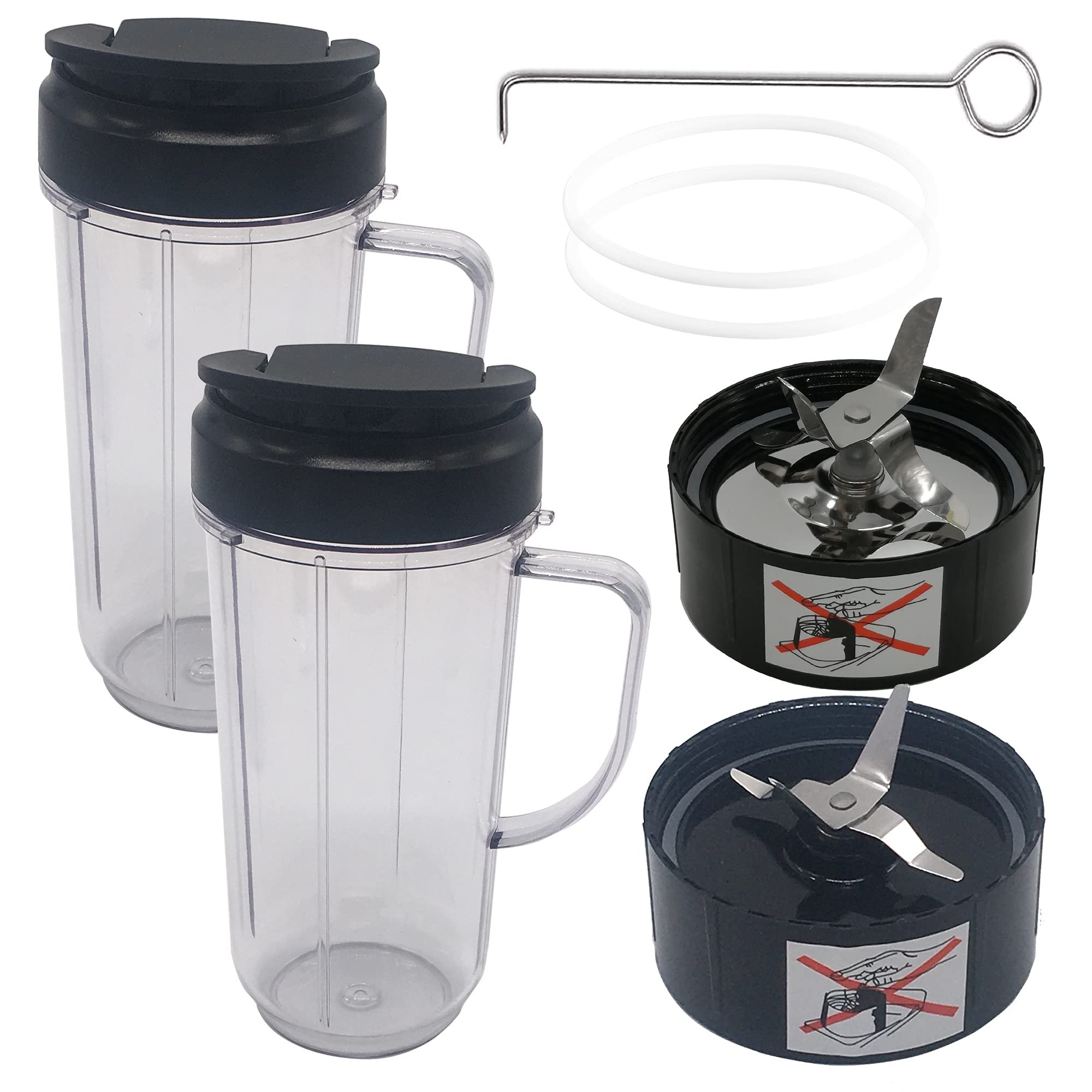 2pcs 22oz cup with lid and ice shaver balde cross blade Replacement Parts,Compatible with Magic Bullet Blender, Juicer and Mixer (Model MB1001/MB 1001B/MBR-1701/MBR1101/MBR-1702/MBR-0301/MBR-0701P) - Product Image