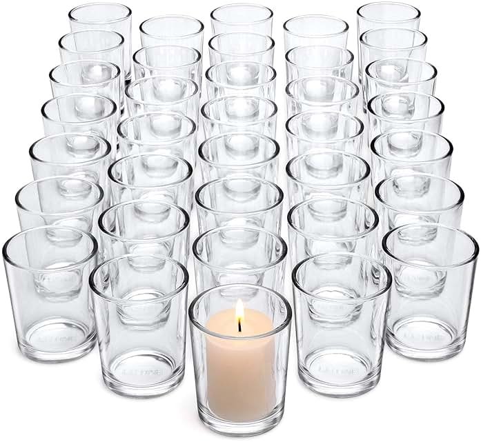 Letine 36-Pack Votive Candle Holders - Clear Glass Tea Light Holders - Glass Votive Candle Holder Bulk for Wedding Centerpieces/Home Table Decor/Propose/Christmas and Summer Party Decor - Product Image