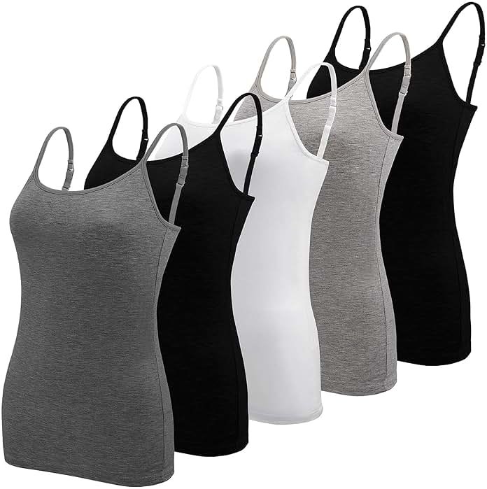BQTQ 5 Pcs Women's Camisole Tank Top Undershirt Spaghetti Strap Basic Camisoles - Product Image