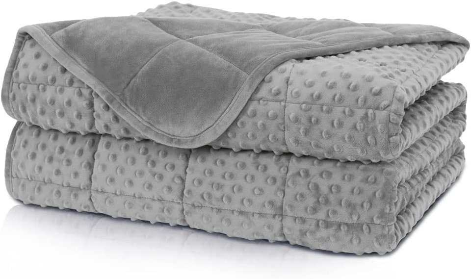 Huloo Sleep Weighted Blanket Twin 15lbs for Adult(48"×78",Gray) Breathable Soft Minky Weighted Throw Blanket for All Season,Heavy Blanket with Premium Glass Beads - Product Image