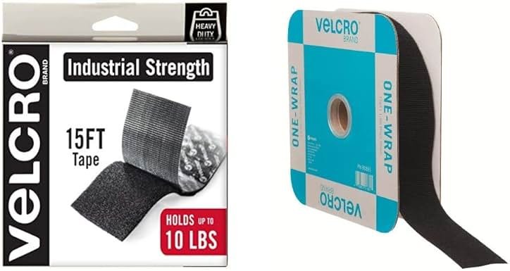 VELCRO Brand Heavy Duty Tape and ONE-WRAP Double Sided Roll Bundle | Holds 10 lbs, Cut to Length Straps | Industrial Strength for Indoor or Outdoor Use - Product Image