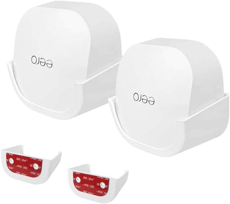 Screwless Wall Mount for eero 6 Dual-Band mesh Wi-Fi 6 Router Holder, No Tools Required, Easy to Install, No Drilling, Strong VHB Adhesive Mount by HOLACA (2 Pack) - Product Image