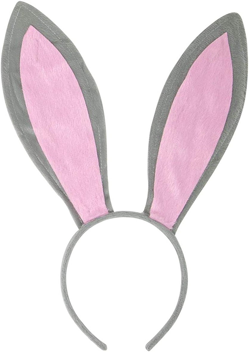 Funcredible Gray Bunny Ears Headband – Bendable Rabbit Ears for Him and Her– Soft Velvet Bunny Accessories for Women and Men – Rabbit Costume for Parties and Concerts - Product Image