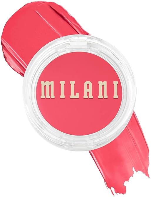 Milani Blush Makeup – Cheek Kiss Cream Blush for Cheeks, Buildable Cream-to-Gel Blusher & Lip Tint, Dewy Natural Color, Hydrating - Coral Crush - Product Image