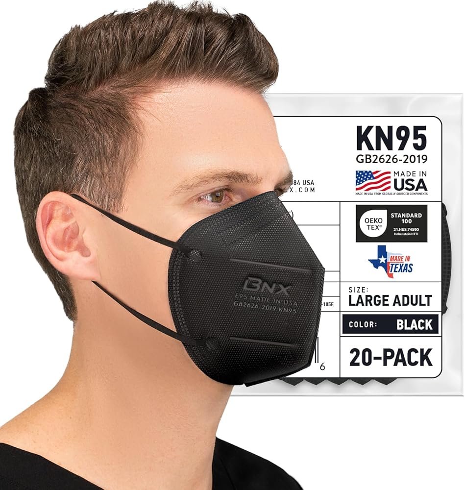 AccuMed BNX KN95 Face Masks Made in USA (Adult Large, Adult Medium, Kids Small) (Earloop) (Model: E95/E95M/E95S) - Product Image