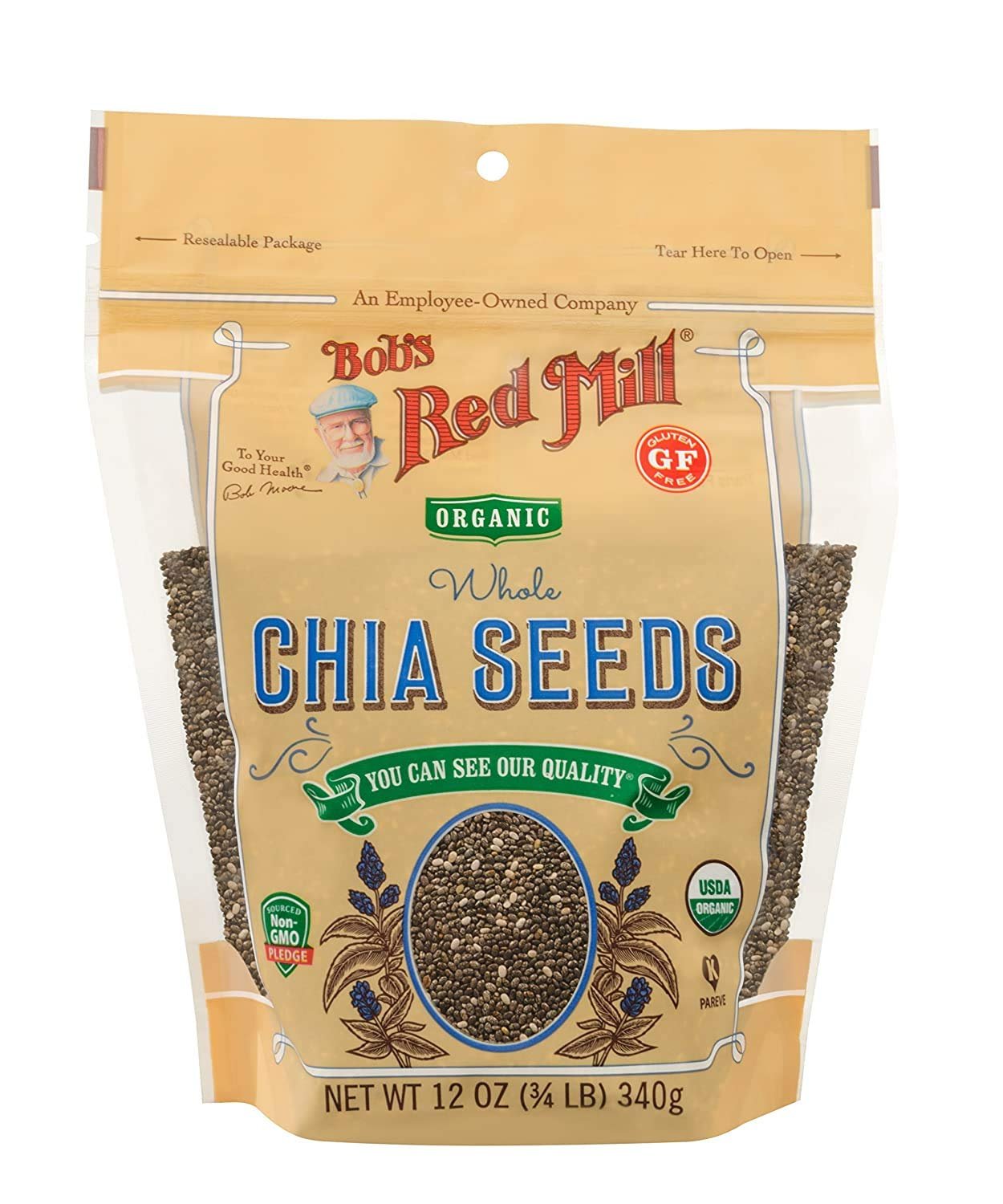 Bob's Red Mill Resealable Organic Chia Seeds 12 Ounce (Pack of 2) - Product Image