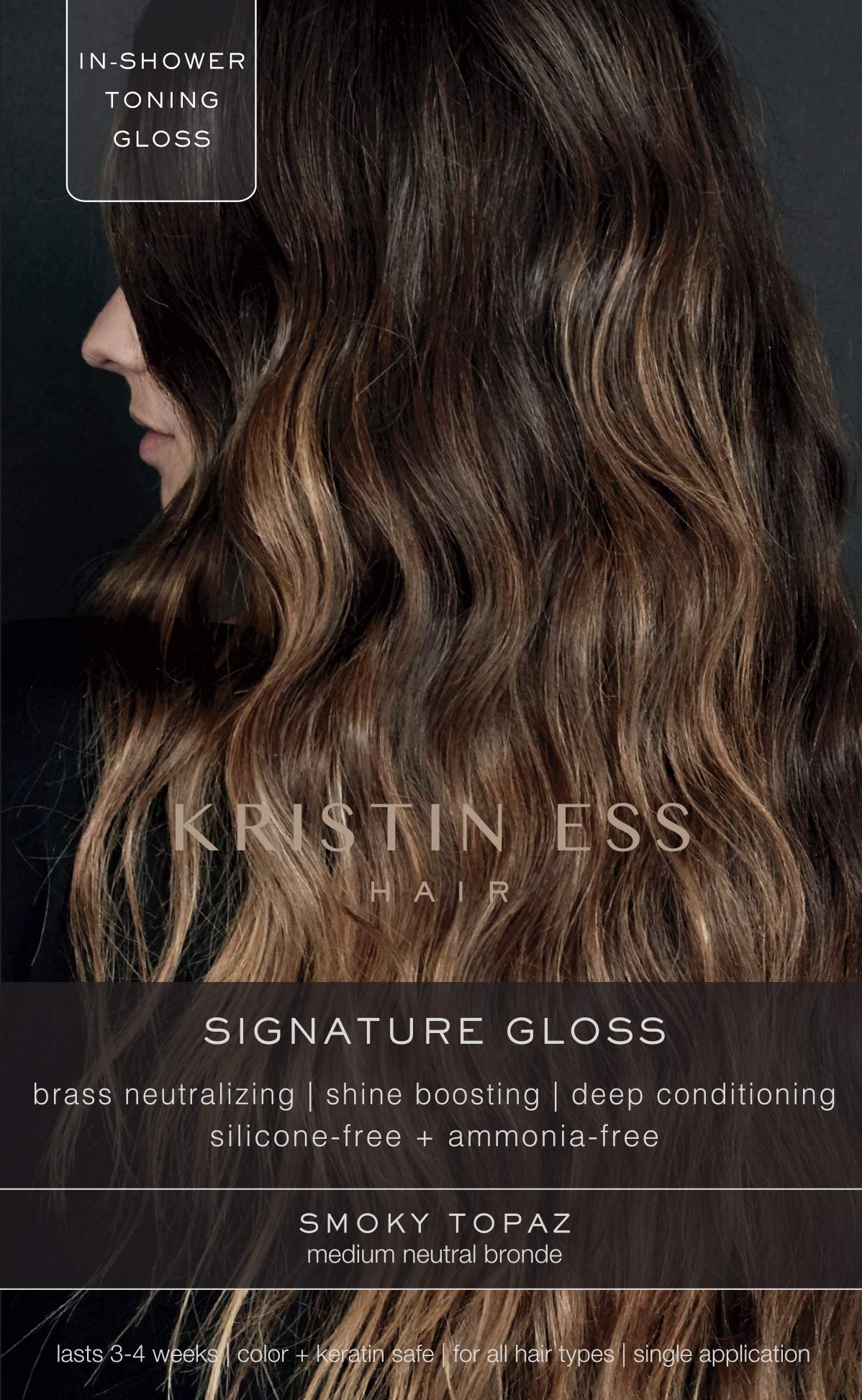 Kristin Ess Hair Gloss in Smokey Topaz Medium Neutral Blonde - 4 Wk Semi Permanent Hair Dye Glaze - Color Depositing Conditioner & Toner for Vibrant Shine & Gloss - Vegan, Silicone & Ammonia Free - Product Image